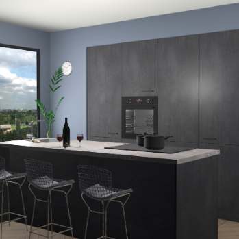 Beton Zwarte keuken Rusiec 70804