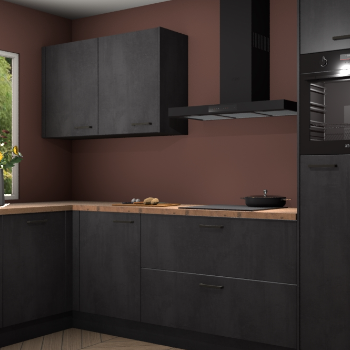 Beton zwarte keuken Limonos 82306