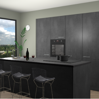 Beton Zwarte keuken Rusiec 70807