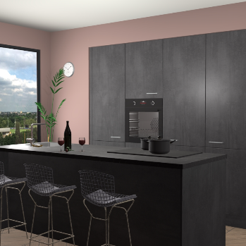 Beton Zwarte keuken Rusiec 70808