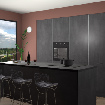 Beton Zwarte greeploze keuken Rusiec 70809