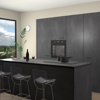 Beton Zwarte keuken Rusiec 70840