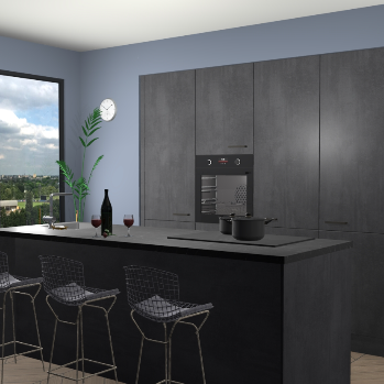 Beton Zwarte keuken Rusiec 70811