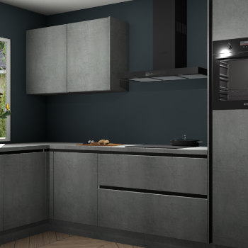 Beton parelgrijs greeploze keuken Limonos 82145