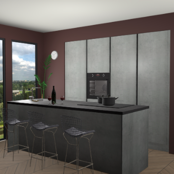 Beton parelgrijs greeploze keuken Rusiec 71405