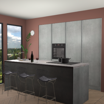 Beton parelgrijs greeploze keuken Rusiec 71393