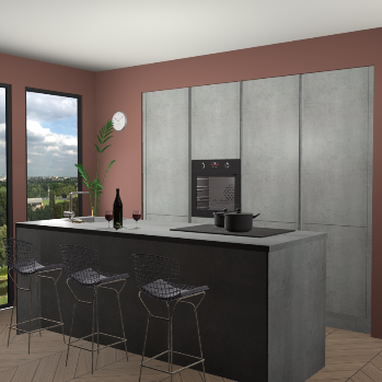 Beton parelgrijs greeploze keuken Rusiec 71375