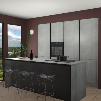 Beton parelgrijs greeploze keuken Rusiec 71378