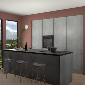 Beton parelgrijs greeploze keuken Rusiec 71381