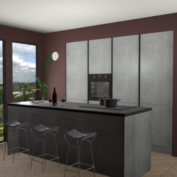 Beton parelgrijs greeploze keuken Rusiec 71384