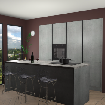 Beton parelgrijs greeploze keuken Rusiec 71390