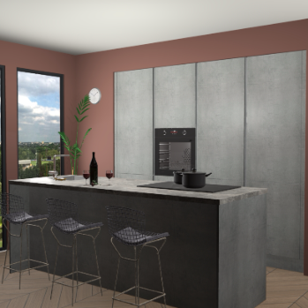 Beton parelgrijs greeploze keuken Rusiec 71387