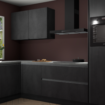 Beton zwarte greeploze keuken Limonos 82317