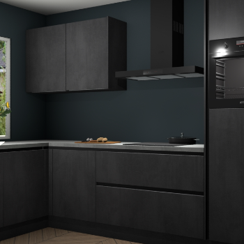 Beton zwarte greeploze keuken Limonos 82320