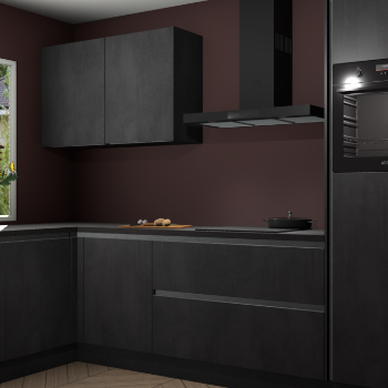 Beton zwarte greeploze keuken Limonos 85632