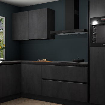 Beton zwarte greeploze keuken Limonos 82331