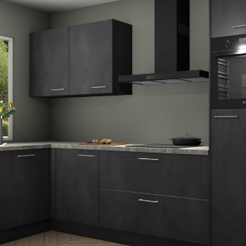 Beton zwarte keuken Limonos 82346