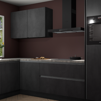 Beton zwarte greeploze keuken Limonos 82348