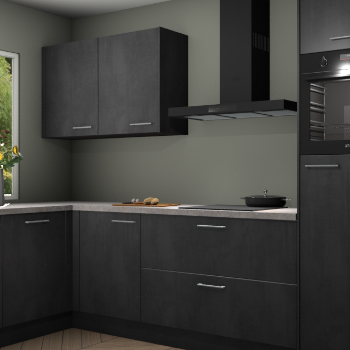 Beton zwarte keuken Limonos 82356