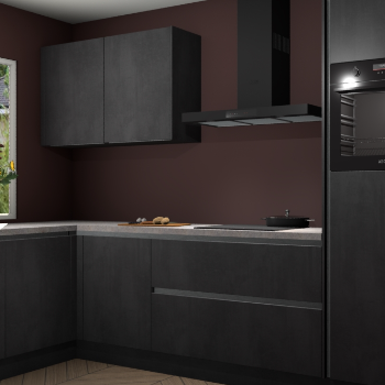 Beton zwarte greeploze keuken Limonos 82358