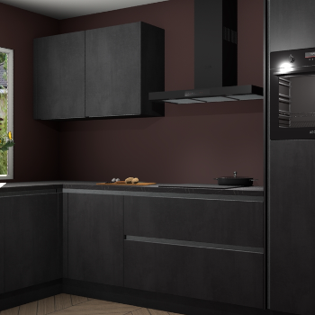 Beton zwarte greeploze keuken Limonos 82374