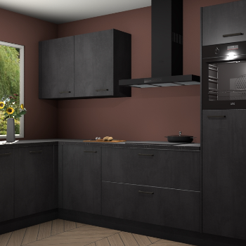 Beton zwarte keuken Limonos 82377