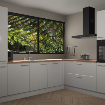 Zijdegrijze hoogglans keuken Vogar 82432