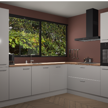 Zijdegrijze hoogglans keuken Vogar 82433