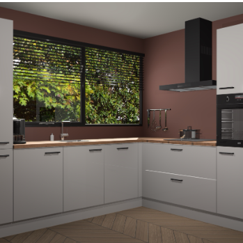 Zijdegrijze hoogglans keuken Vogar 82435
