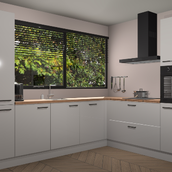 Zijdegrijze hoogglans keuken Vogar 82436