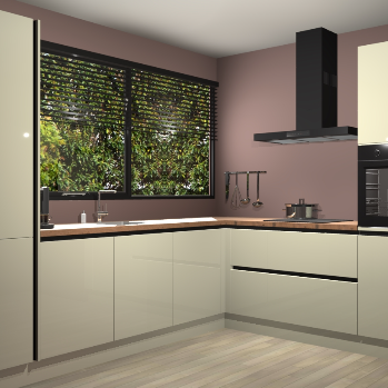 Magnolia hoogglans greeploze keuken Vogar 82443