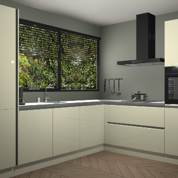 Magnolia hoogglans greeploze keuken Vogar 82674