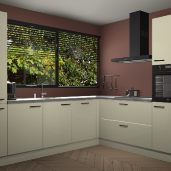Magnolia hoogglans keuken Vogar 82675