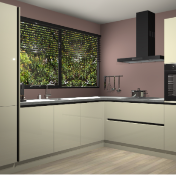 Magnolia hoogglans greeploze keuken Vogar 82677