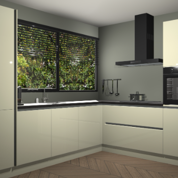 Magnolia hoogglans greeploze keuken Vogar 82680