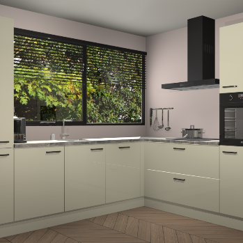 Magnolia hoogglans keuken Vogar 82688