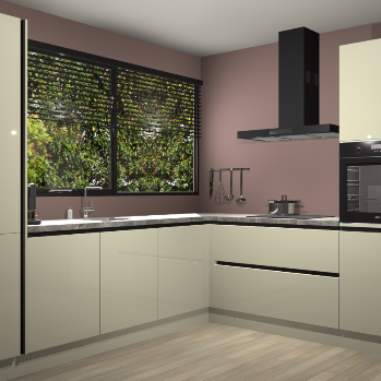 Magnolia hoogglans greeploze keuken Vogar 82689