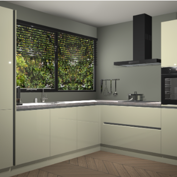 Magnolia hoogglans greeploze keuken Vogar 82692