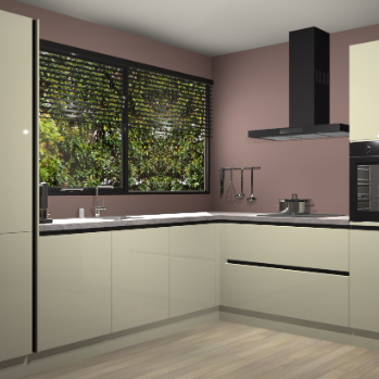 Magnolia hoogglans greeploze keuken Vogar 82695