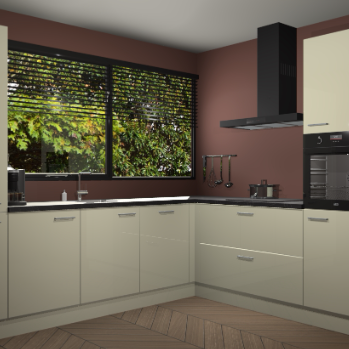 Magnolia hoogglans keuken Vogar 82697