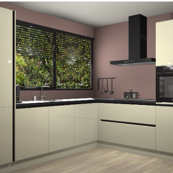 Magnolia hoogglans greeploze keuken Vogar 82701