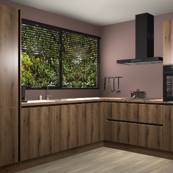 Goud eiken greeploze keuken Vogar 82469