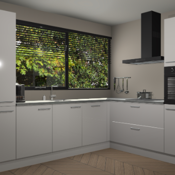 Zijdegrijze hoogglans keuken Vogar 82702