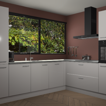 Zijdegrijze hoogglans keuken Vogar 82703