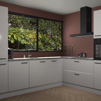 Zijdegrijze hoogglans keuken Vogar 82705