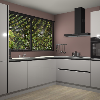 Zijdegrijze hoogglans greeploze keuken Vogar 82707