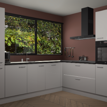 Zijdegrijze hoogglans keuken Vogar 82709