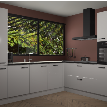 Zijdegrijze hoogglans keuken Vogar 82711