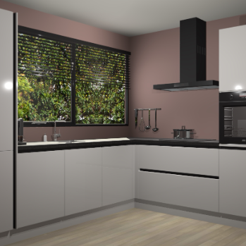 Zijdegrijze hoogglans greeploze keuken Vogar 82713