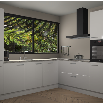 Zijdegrijze hoogglans keuken Vogar 82714